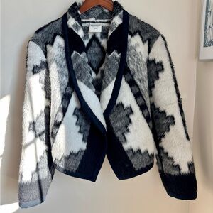 🍒 VINTAGE black & white aztec western jacket